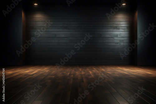 black and concrete wall empty room interior design with wooden floor © Jam