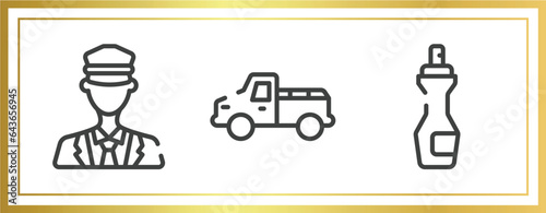 car wash outline icons set. linear icons sheet included ticket collector, pickup car, insect repellent vector.