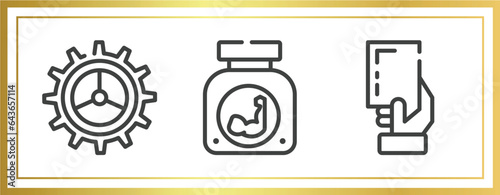 soccer outline icons set. linear icons sheet included crank, protein powder, yellow card vector.