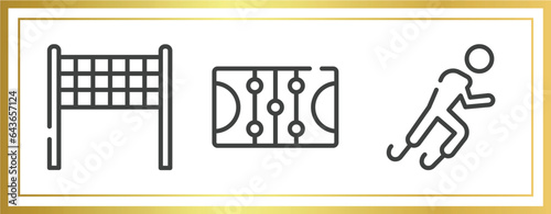 sports outline icons set. linear icons sheet included volleyball net, ice court, paralympics vector.