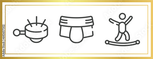 x treme outline icons set. linear icons sheet included ringer, jockstrap, highlining vector.
