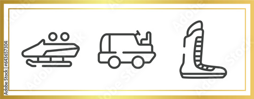 boxing outline icons set. linear icons sheet included bobsled, ice resurfacer, boxing shoe vector.