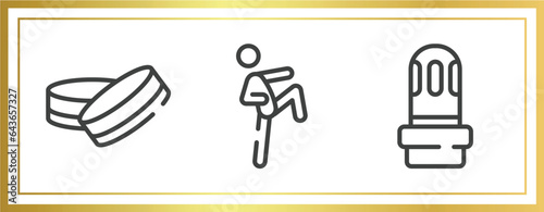 diving outline icons set. linear icons sheet included hockey puck, ritual, led strobe vector.