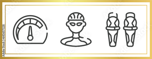 hockey outline icons set. linear icons sheet included mph, cyclist, shin vector.