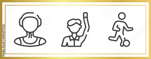 soccer outline icons set. linear icons sheet included waterpolo player, committee, football players vector.