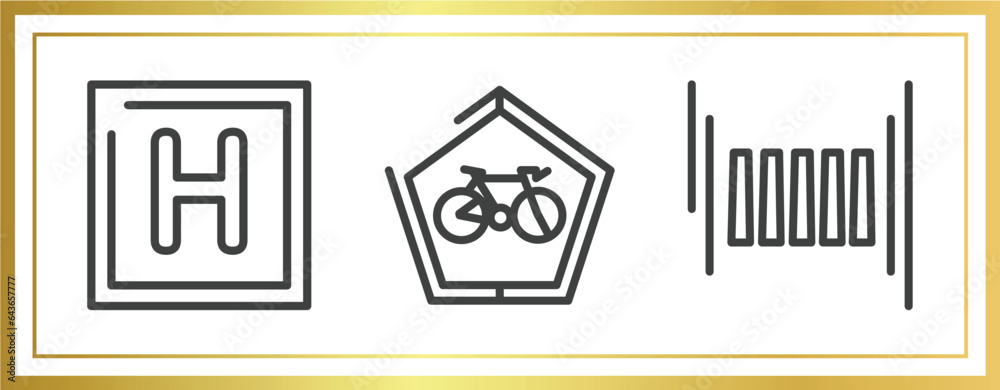 Obraz premium driving school outline icons set. linear icons sheet included round hotel, ecological bicycle transport, zebra crossing vector.