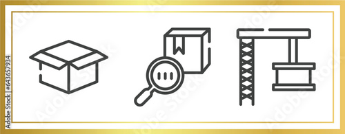 Wallpaper Mural logistics outline icons set. linear icons sheet included package delivery, trackcode, container crane vector. Torontodigital.ca