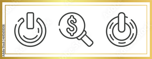 business pack outline icons set. linear icons sheet included on power, currency search, power variant vector.