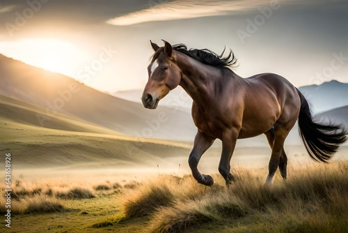 horse at sunset generated ai