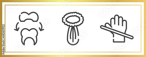 allergies outline icons set. linear icons sheet included dental crown, celery, latex vector.