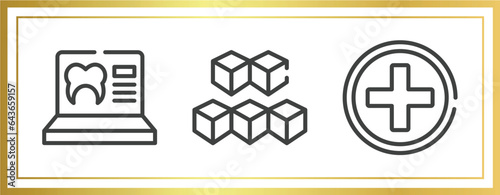 hospital outline icons set. linear icons sheet included null, sugar cube, red cross vector.