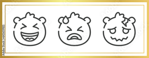 emoji outline icons set. linear icons sheet included laugh emoji, desperate emoji, headache vector.