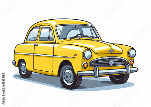 yellow car isolated on white