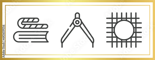 laboratory outline icons set. linear icons sheet included bookworm, divider, wire gauze vector.