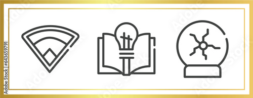 science outline icons set. linear icons sheet included baseball field, theory, plasma ball vector.
