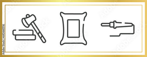 construction and tools outline icons set. linear icons sheet included lumberjack, cement, soldering vector.