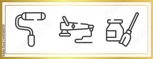 handcraft outline icons set. linear icons sheet included painted, polisher, turquoise vector.