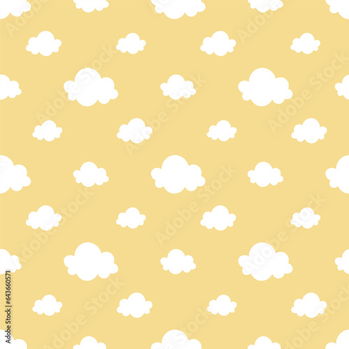 Beige seamless pattern with white clouds