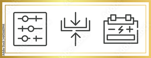 technology outline icons set. linear icons sheet included tuning, compression, accumulator vector.