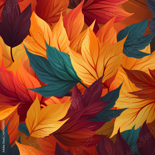 Colorful autumn leaves texture background, Generative AI