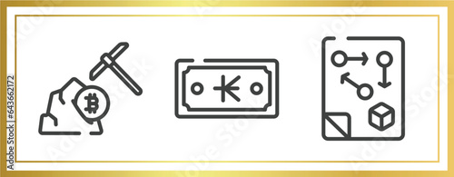 business administration outline icons set. linear icons sheet included brilliant, film strip, ticket window vector.