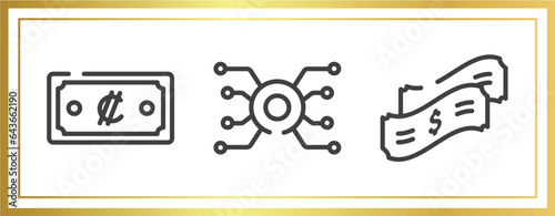 office suppliers outline icons set. linear icons sheet included speed test, video card, wrap vector.