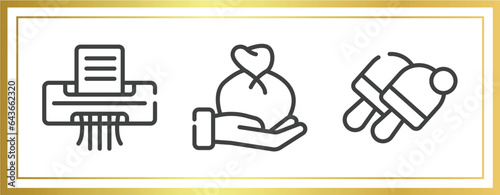 coworking space outline icons set. linear icons sheet included paper shredder, wage, vector.
