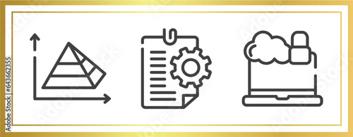 payment outline icons set. linear icons sheet included pyramid chart, instruction, cybercrime vector.