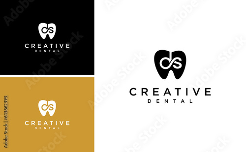 modern dental logo with letter DS logotype vector