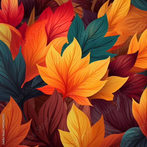 Colorful autumn leaves texture background  Generative AI