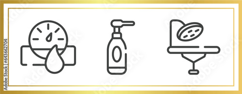 plastic surgery outline icons set. linear icons sheet included hydrometer, cleansing, operating table vector.