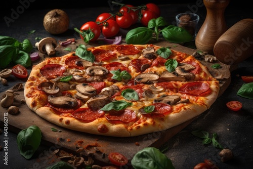 Delicious fresh, colorful and appetizing pizza. ??, generative IA