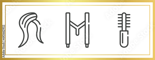 beauty outline icons set. linear icons sheet included hair style, suspenders, combs vector.