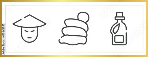 hairdressing outline icons set. linear icons sheet included asian, snail slime, softener vector.