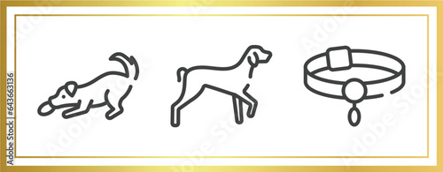pet lovers outline icons set. linear icons sheet included dogs playing, kurzhaar, pet collar vector.