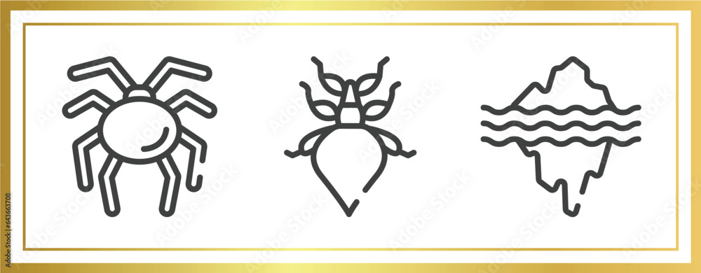 nature outline icons set. linear icons sheet included null, leaf insect, glacier vector.