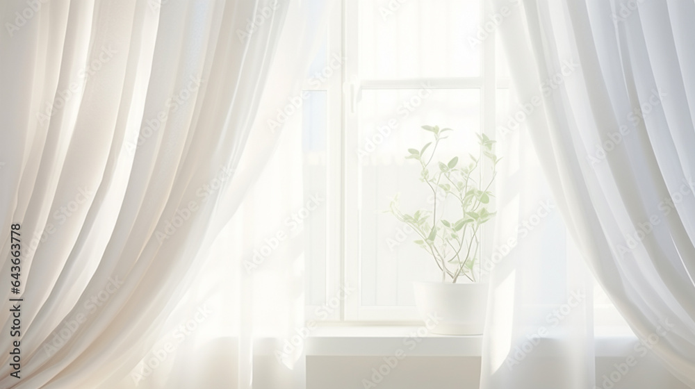 窓と白いカーテン