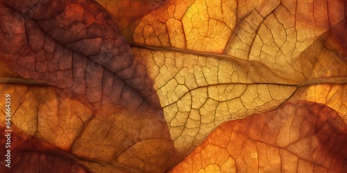 Seamless Macro Beige red orange brown multicolor leaf patterned background design space. Colorful pattern of fall maple tree leaves background close up