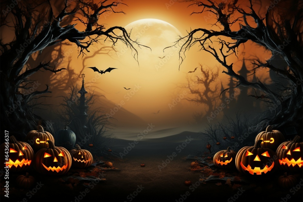Catchy Halloween banner with ample space for your message
