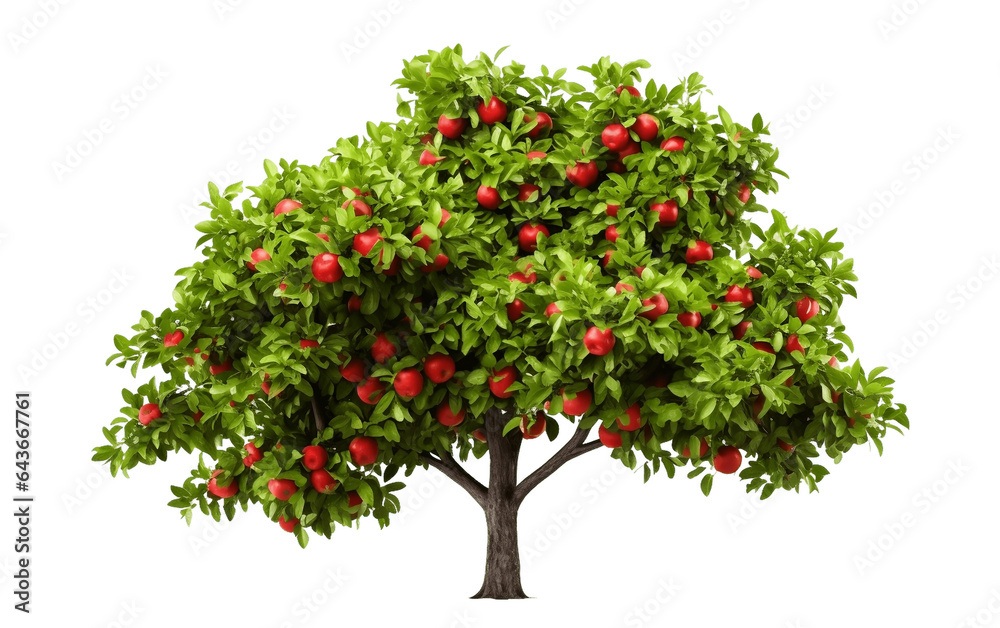 Outstanding Apple Tree Isolated on Transparent PNG Background, rendering. Generative AI