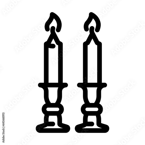 shabbat candles jewish line icon vector. shabbat candles jewish sign. isolated contour symbol black illustration