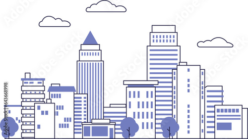 Urban landscape in flat style. Big city.