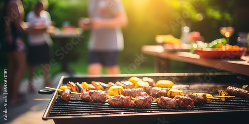 A group of friends having an outdoor party preparing a grill.