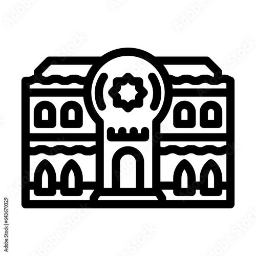 synagogue building jewish line icon vector. synagogue building jewish sign. isolated contour symbol black illustration