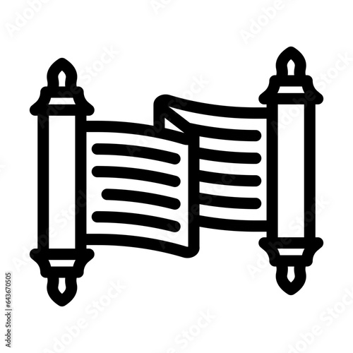 torah scroll jewish line icon vector. torah scroll jewish sign. isolated contour symbol black illustration