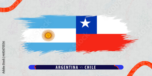 Fotografi Argentina vs Chile, international rugby match illustration in brushstroke style