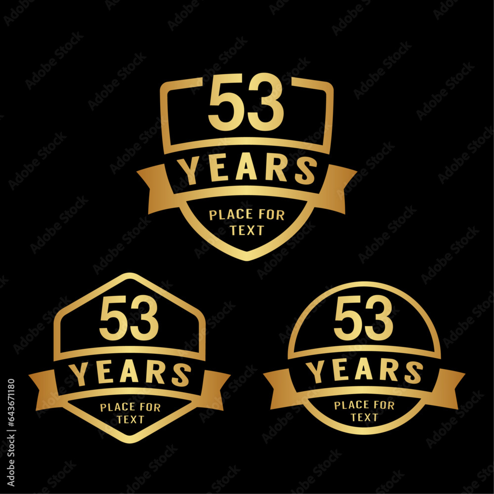 53 years anniversary celebration logotype. 53rd anniversary logo collection. Set of anniversary design template. Vector illustration.