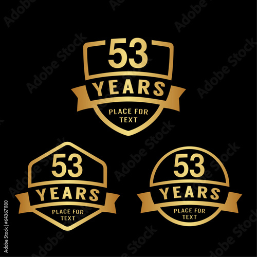 53 years anniversary celebration logotype. 53rd anniversary logo collection. Set of anniversary design template. Vector illustration.