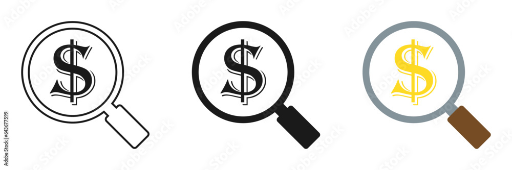 Magnifying glass and check mark icon. Set of illustrations Magnifying glass and check mark icon. Set of illustrations