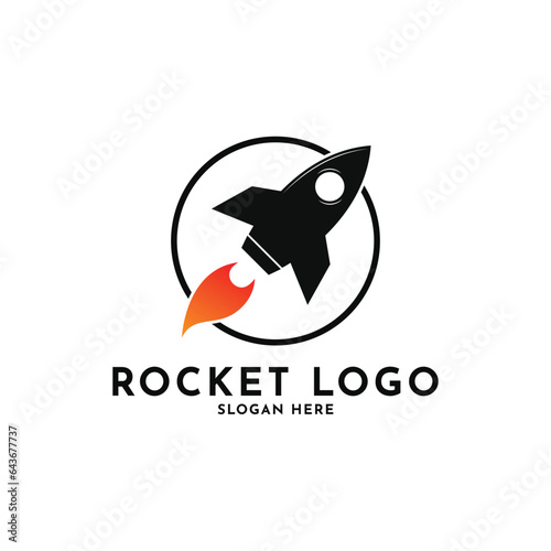 Rocket logo design silhouette  with circle